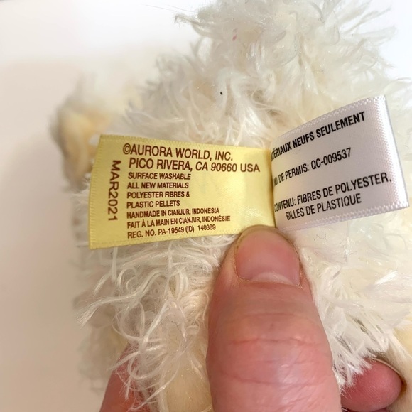 Aurora World 7” White Lamb Miyoni Furry Sheep Plush Easter Stuffed Animal - Picture 6 of 6